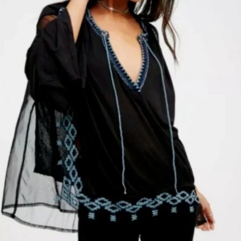 Free People Eden black embroidered blouse - Picture 3 of 12